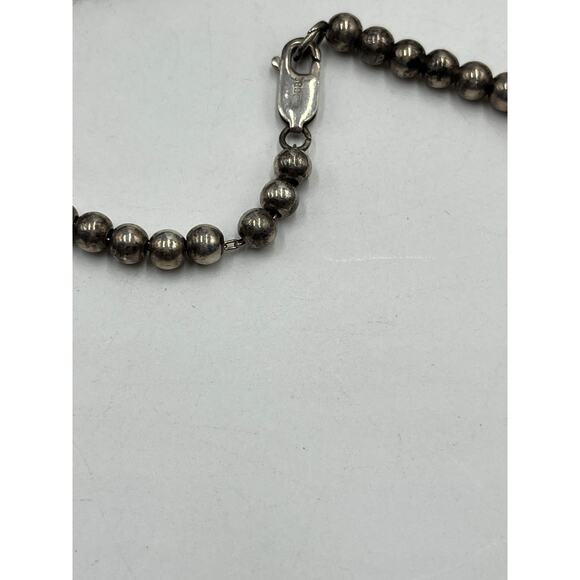 Dobbs Sterling Silver Vintage Ball and Lapis Lazuli 4-5mm Beaded Necklace 20” - Picture 10 of 12